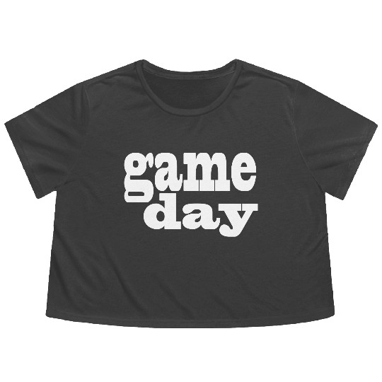 Game Day - white letters Flowy Cropped Tees