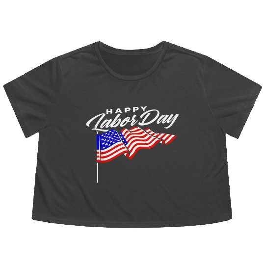 Happy Labor Day US Flag Flowy Cropped Tees for men women Awesome