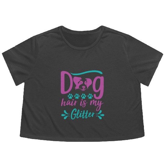 dog hair is my glitter Flowy Cropped Tees