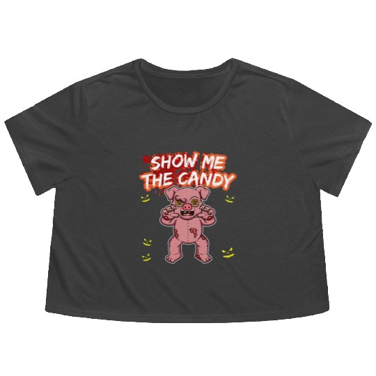 Show Me The Candy Halloween Costume Trick Or Treat Flowy Cropped Tees
