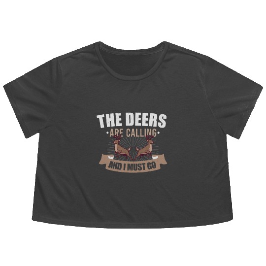 Deer Hunting Deer Hunter Hunting Season Buck Hunt Flowy Cropped Tees