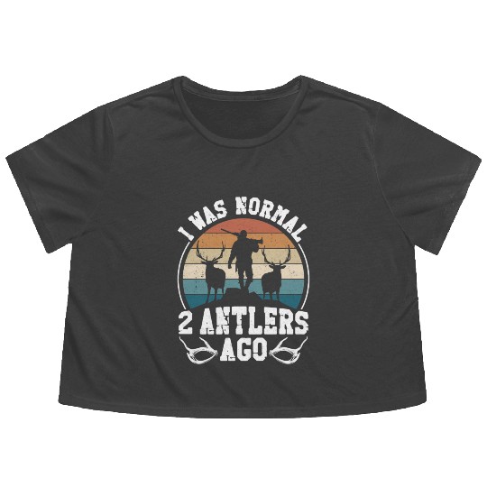 Buck Deer Hunting Hunter Vintage Flowy Cropped Tees