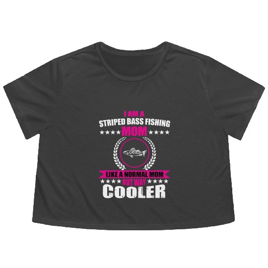 Striped Bass Fishing Mom Flowy Cropped Tees