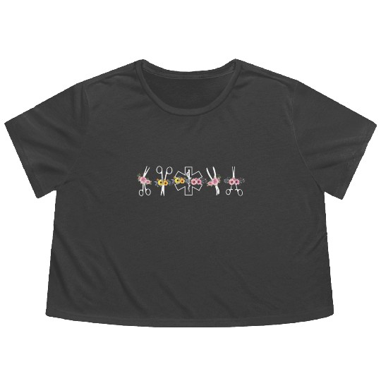 EMT Flowers Tools Girls Women Gift Flowy Cropped Tees