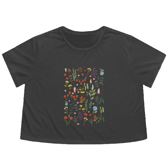 Flowers Women Floral Colorful Wildflowers Flowy Cropped Tees