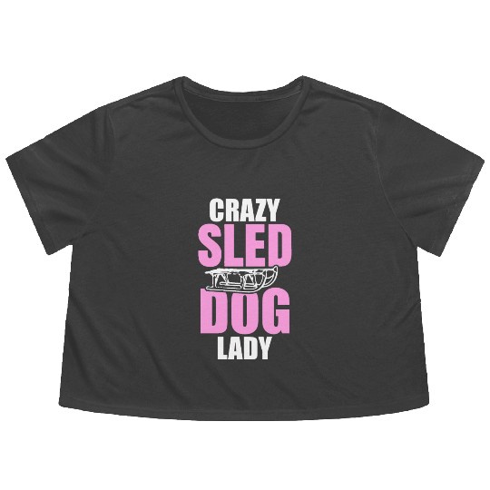 Womens Crazy Sled Dog Lady Flowy Cropped Tees