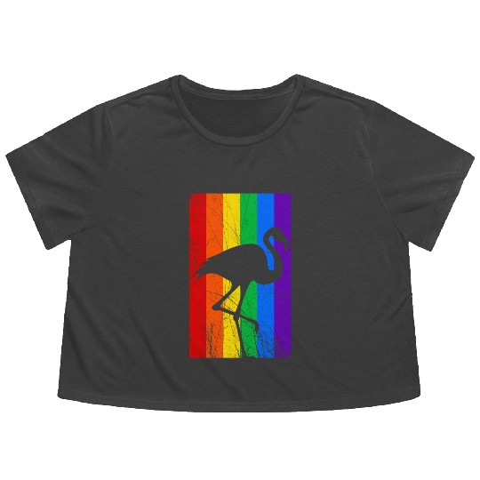 LGBT Flamingo Rainbow Flag Flowy Cropped Tees