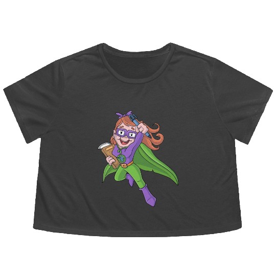 Superhero Teacher Flowy Cropped Tees