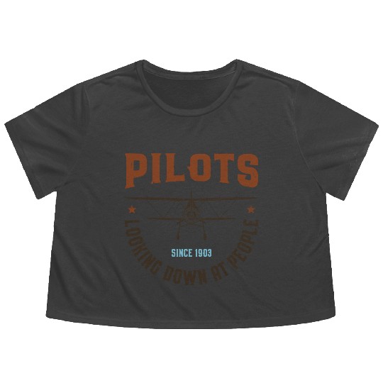 Pilots Looking Down at People Flowy Cropped Tees