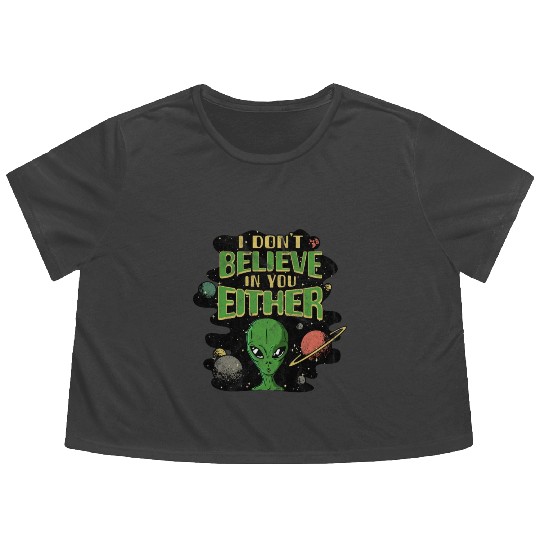 Alien Galaxy Ufo Extraterrestrial Spaceship space Flowy Cropped Tees