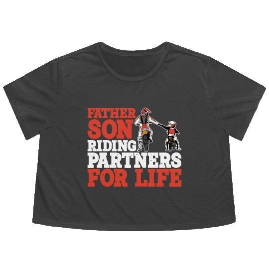 Father Son, Riding Partners For Life 3 Flowy Cropped Tees