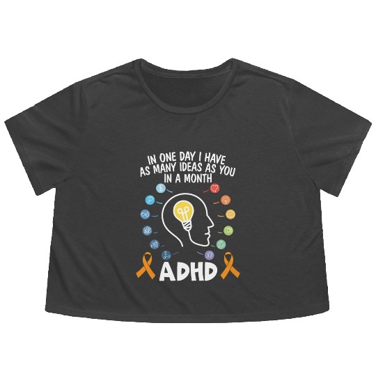 ADHD Warrior Embrace Neurodiversity ADHD Awareness Flowy Cropped Tees