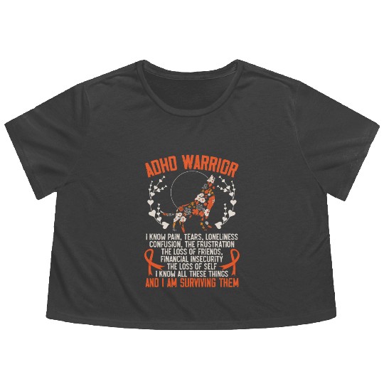ADHD Warrior Embrace Neurodiversity ADHD Awareness Flowy Cropped Tees