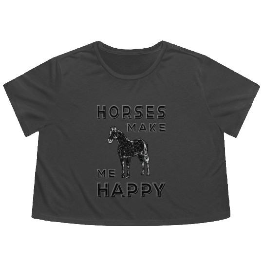Horses horse lovers I love horses pony happy Flowy Cropped Tees