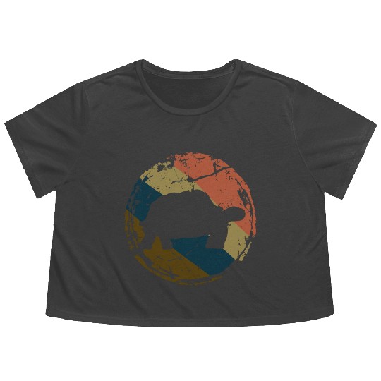 Turtle Lover Gift Tortoise Vintage Sea Turtle Flowy Cropped Tees