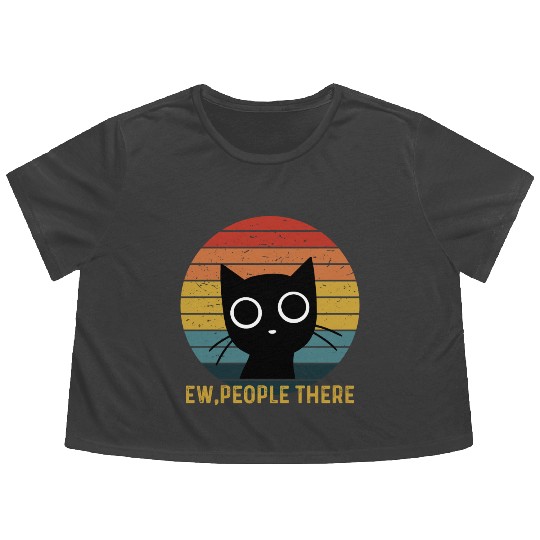 Cute Cat. Ew, people There! Flowy Cropped Tees