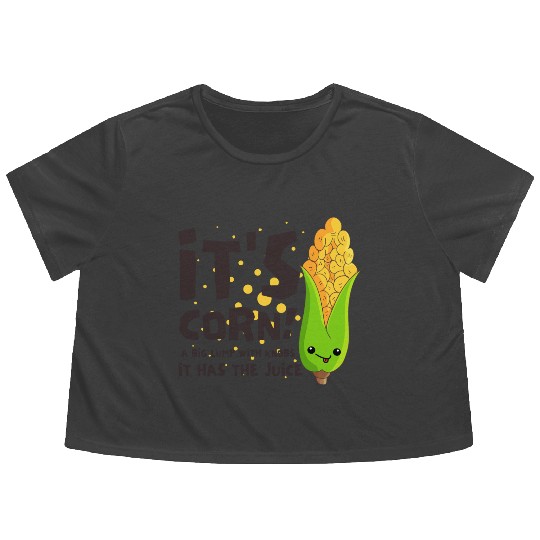It's corn it has the juice Meme/Cute Kid Corn Song Flowy Cropped Tees