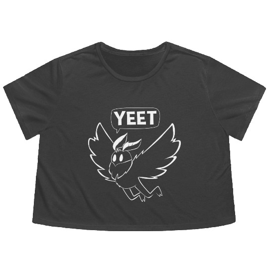 Mothman Yeet Cryptid Lover Funny Mothman Flowy Cropped Tees