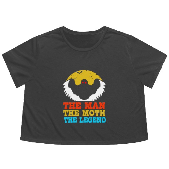 Retro Mothman Cryptid The Man The Moth The Legend Flowy Cropped Tees