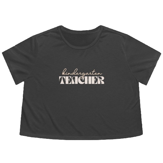 Retro Kindergarten Teacher Vintage Kinder Crew Flowy Cropped Tees