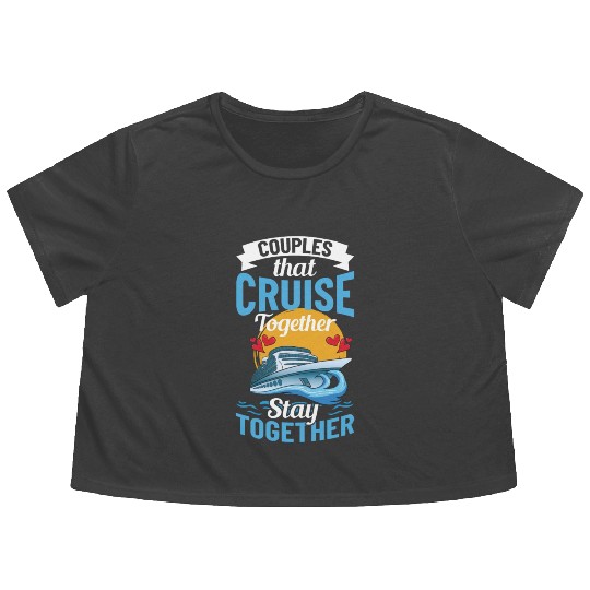 Cruise Ship Vacation Trip Party Sailing Boating Flowy Cropped Tees