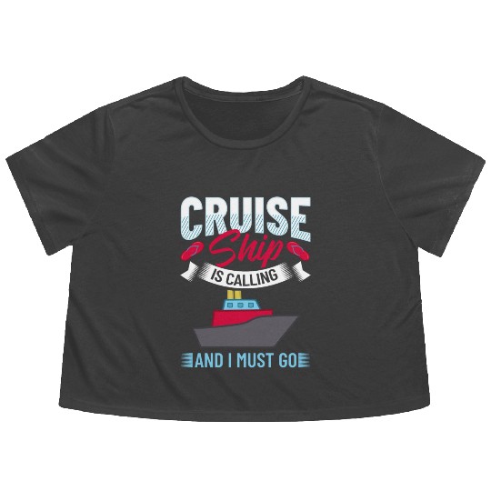 Cruise Ship Vacation Trip Party Sailing Boating Flowy Cropped Tees