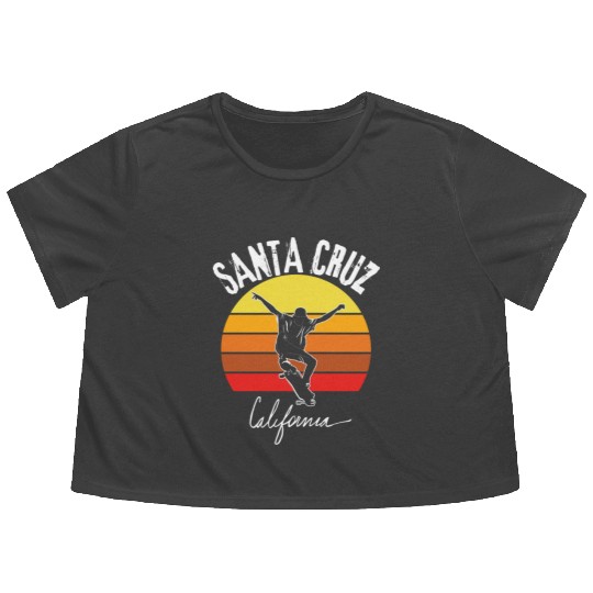 Old School Skater Santa Cruz California Flowy Cropped Tees