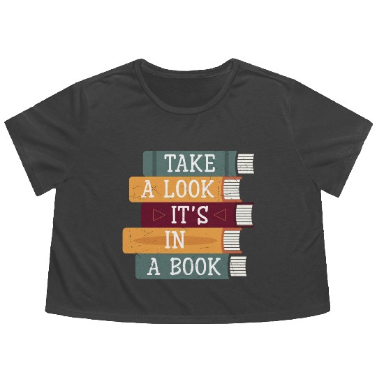 Take A Look It's A Book Retro Rainbow Reading Flowy Cropped Tees