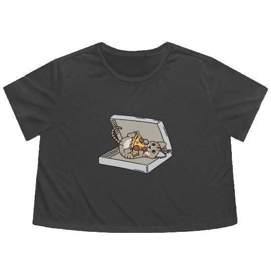 Devon Rex Cat Pizza Lover Flowy Cropped Tees
