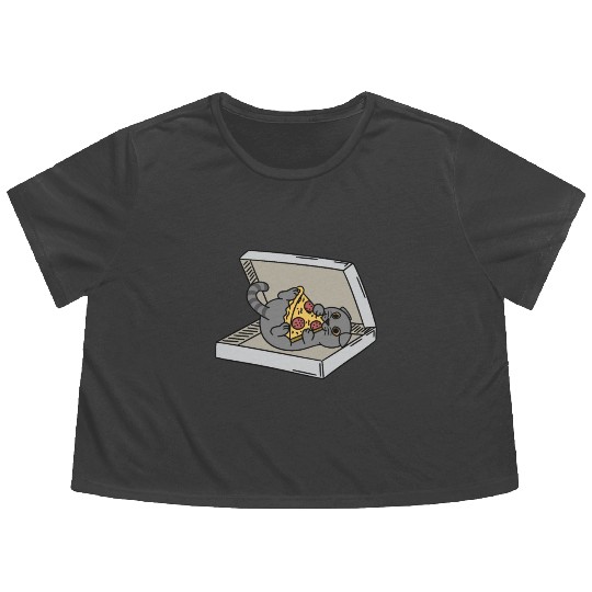 Scottish Fold Cat Pizza Lover Flowy Cropped Tees