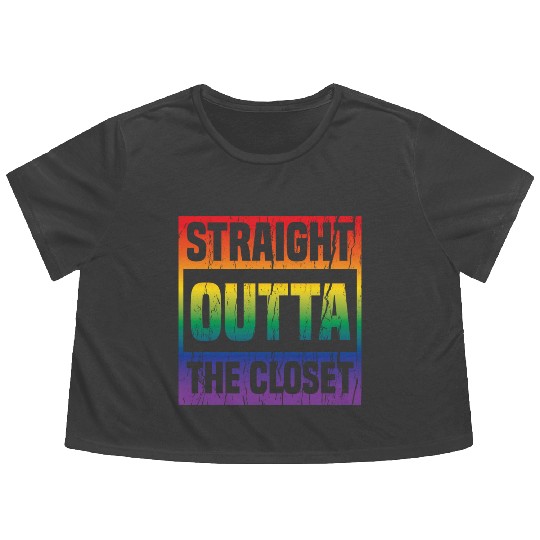 Straight Outta The Closet Lgbt Quotes Gay Pride Flowy Cropped Tees