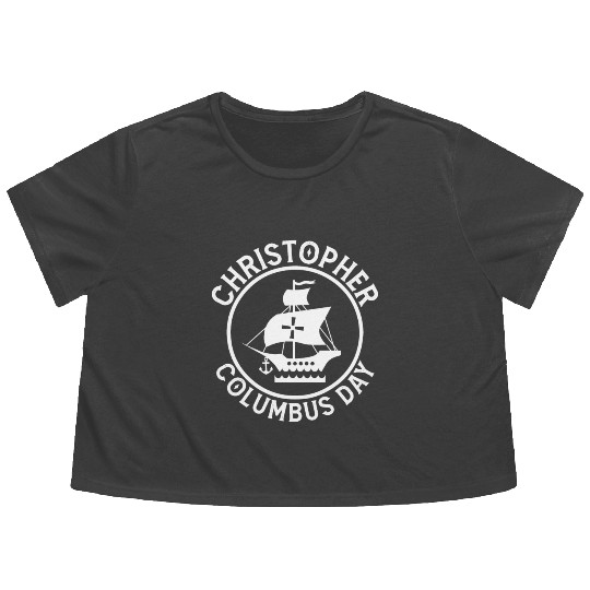 Funny Christopher Columbus Day Flowy Cropped Tees