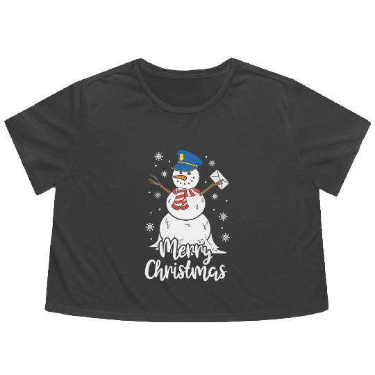 Christmas Funny Postman Mailman Snowman Xmas Gift Flowy Cropped Tees