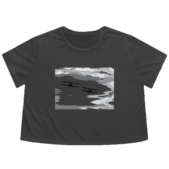 Bi-Plane Chasing the Storm Flowy Cropped Tees