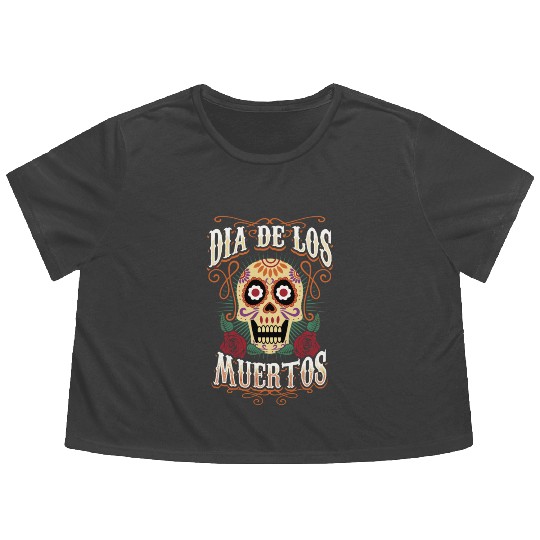 Dia De Los Muertos Day Of The Dead Calavera Flowy Cropped Tees