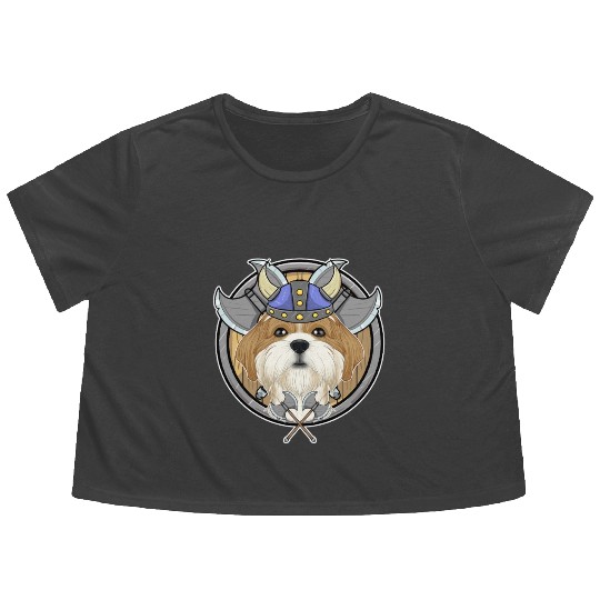 Shih Tzu I Valhalla I Viking Flowy Cropped Tees