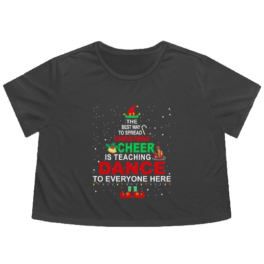 Dance Teacher Christmas Flowy Cropped Tees Elf Cheer Flowy Cropped Tees