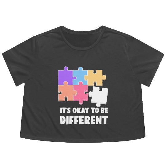 Funny Autism Teacher Flowy Cropped Tees