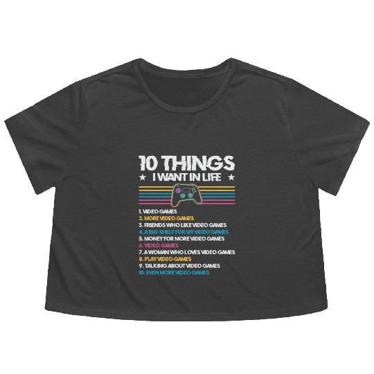Gaming Gamer Playing Video Game Computer Flowy Cropped Tees