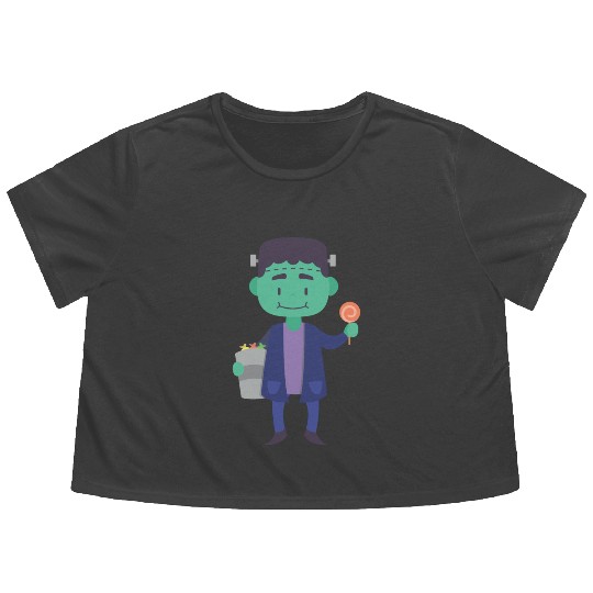 Candy Collector Happy Scary Halloween Vampire Flowy Cropped Tees