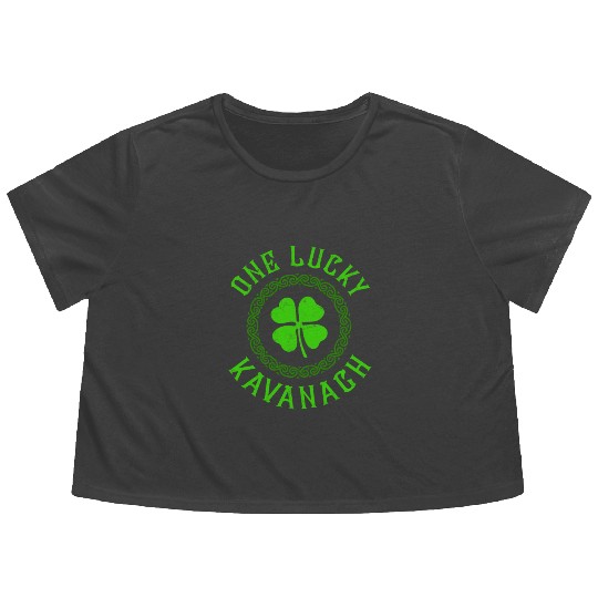 One Lucky Kavanagh Irish Family Four Leaf Clover Flowy Cropped Tees