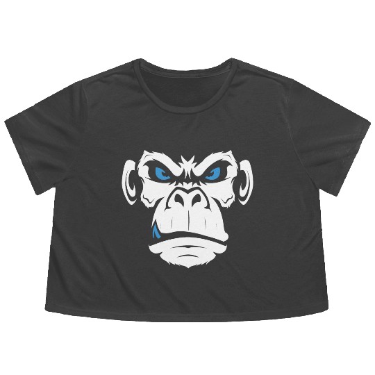 Monkey Head Angry Monkey Face Flowy Cropped Tees