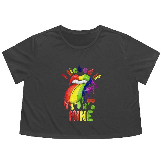 Funny LGBTQ Proud Lesbian Rainbow Flag Queer Women Flowy Cropped Tees