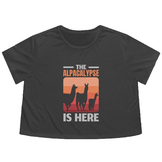 The Alpacalypse Is Here Llama Alpaca Whisperer Flowy Cropped Tees