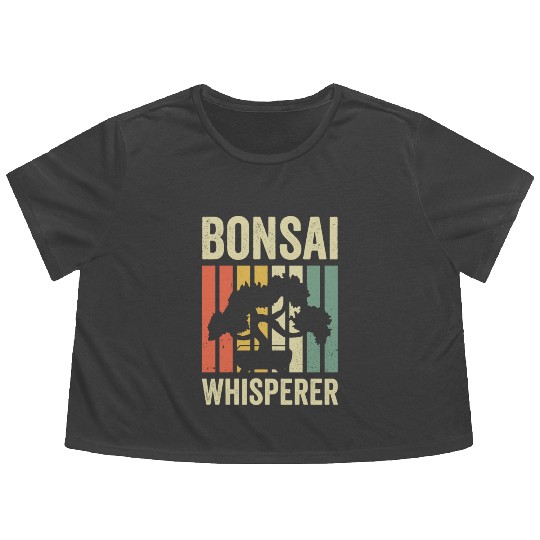 Bonsai Whisperer Retro Vintage Tree Planting Gift Flowy Cropped Tees