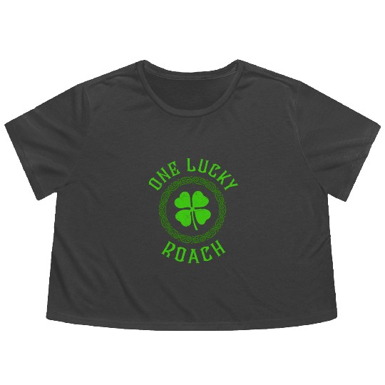 One Lucky Roach Irish Family Four Leaf Clover Flowy Cropped Tees
