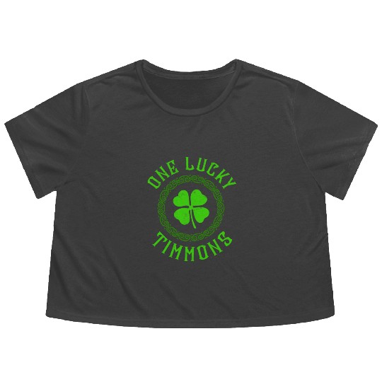 One Lucky Timmons Irish Family Four Leaf Clover Flowy Cropped Tees