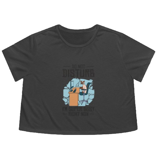 Working Busy Cat Employee Cat Owner Worker Flowy Cropped Tees