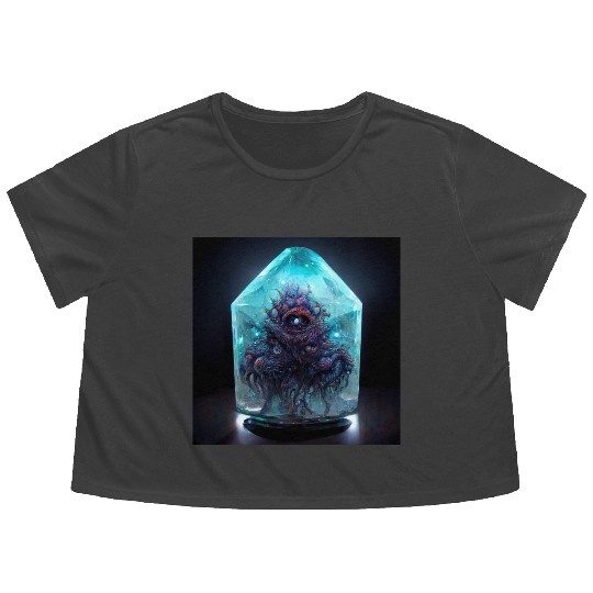 Lovecraft Cthulhu Art Variant Flowy Cropped Tees