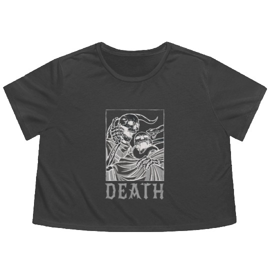 Skeleton Bones Tarot Card Occult Death Gothic Flowy Cropped Tees